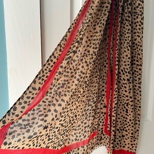 Land’s End Leopard Print Red Trim scarf